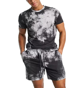 Imprimé grande taille unisexe ensembles Logo personnalisé imprimer 2 pièces coton Polyester cravate teinture ensemble court été O cou t-shirt ensemble pour hommes - Product Image 1