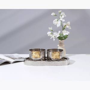 Platos de servicio de aluminio de lujo modernos de primera calidad bandejas decorativas multifuncionales desmontables para bodas Ramadán personalizadas - Product Image 3