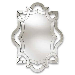 Espejo Decorativo de Pared de Diseño Moderno con Acentos Plateados Venecianos, Espejo Biselado de Vidrio Tallado, Estilo Antiguo Real, Espejo Decorativo de Vidrio Grabado - Product Image 2