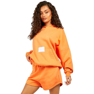 Custom Women's Cotton Printed <b>Hoodie</b> and Shorts Screen Printing Pattern above Knee Length Solid Style Colour With Custom - Product Image 4