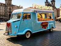 Remorque de fabrication de beignets avec friteuse automatique et support de glaçage pour la vente en confiserie, café et autres commerces, résistante à la rouille