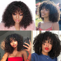 Perruque Cheveux Humains Bouclés Jerry Faite à la Machine 2024 Très Vendue, 8 10 12 14 16 Pouces
