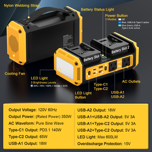 Convertisseur de puissance 350W à onde sinusoïdale pure pour batterie Dewalt 20V (sans batterie) Chargeur rapide 7A Sortie de tension 120V 60Hz Camping - Product Image 2