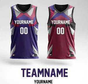 ชุดเสื้อบาสเก็ตบอลแบบกลับด้านได้ ออกแบบเองได้ พร้อมชื่อและหมายเลขส่วนตัว พิมพ์ลายบนผ้าตาข่ายสำหรับผู้ชาย - Product Image 2