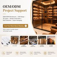 Humidor de plain-pied, Kiosque de merchandising pour cigares, Table de présentation pour la vente au détail, Agencements pour magasins de tabac, Service de projets sur mesure