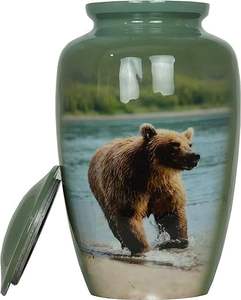 Bear in Forest Pet Antique Cremation Decorative Box Ashes Keepsake pet <b>urn</b> <b>cat</b> Burial Memorial for Human Ashes - Product Image 3