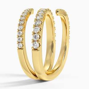 Anillo de compromiso de oro amarillo, blanco y rosa con diamante blanco cultivado en laboratorio, corte redondo, engaste en espiral y piedras incrustadas. - Product Image 2