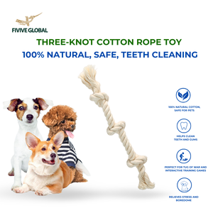 Jouet pour chien en corde de coton à trois nœuds, fabriqué en coton naturel, conçu pour la traction, la mastication, le nettoyage dentaire et les jeux interactifs quotidiens - Product Image 4