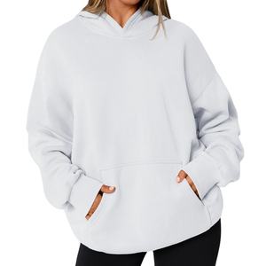 Sweat à capuche éco-responsable pour femme, 100% coton molletonné, anti-plis, séchage rapide, respirant, broderie 3D, hiver, décontracté, OEM - Product Image 1