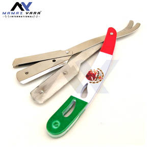 Navaja de afeitar profesional con mango de bandera mexicana para barbería, cuchilla recta para afeitado en húmedo clásico con bloqueo giratorio para salón. - Product Image 1