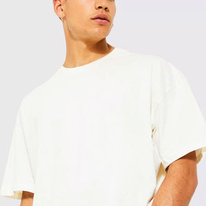 Venta al por mayor de los hombres transpirables hombro caído camisetas de alta calidad de punto de cuello redondo bajo MOQ con servicio de OEM/ODM - Product Image 3