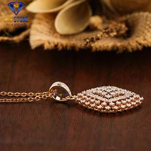 1.54 TDW pendentif et boucle d'oreille en or rose avec diamant taille ronde par Labstone Diamond Party Wear pendentif et boucle d'oreille couleur EF-VS - Product Image 3