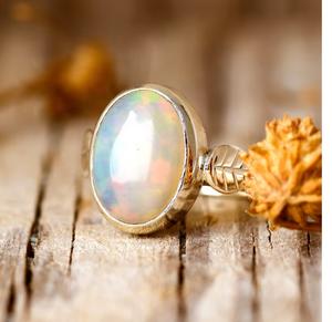 Bague opale naturelle véritable pierre de feu feuille d'opale Design bague pour femmes 925 bijoux en argent Sterling en gros - Product Image 4