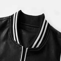 Blousons surdimensionnés noirs en cuir pour hommes avec bordures blanches manteaux avec deux poches avant blousons d'hiver à fermeture éclair