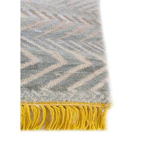 Alfombra Manchaha Azul de Lana y Seda de Bambú Anudada a Mano, Rectangular Grande con Diseño de Chevrons y Patchwork para el Hogar, Modelo Les-1951 para Pasillo - Product Image 4