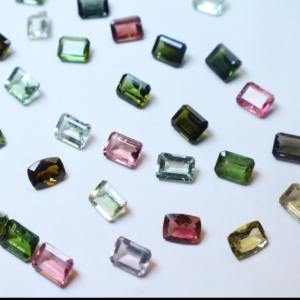 6x8mm turmalina Natural corte esmeralda piedra preciosa suelta Multicolor piedra semipreciosa pulida para fabricación de joyas y venta al por mayor - Product Image 5