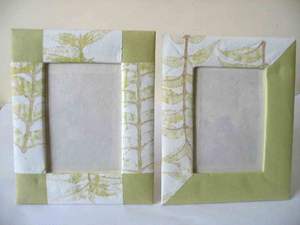 Papel de algodón hecho a mano con impresión de hojas usado marco de fotos de papel hecho a mano de algodón reciclado ornamental - Product Image 3