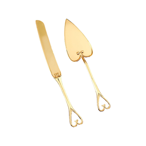 Ensemble de serveur de gâteau en laiton avec poignée élégante au design de fleur pour les supports en acier en forme de cuillère d'hôtel ou de restaurant à la maison - Product Image 1