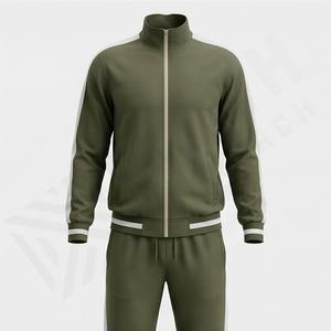 Conjunto Deportivo Personalizado con Cremallera Completa para Correr, Pantalones Deportivos y Chaqueta con Cremallera, Diseño con Logotipo en Blanco, Pantalones Deportivos con Cremallera, Chaqueta Elástica para Gimnasio - Product Image 1