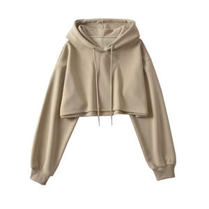 Top corto de cintura adelgazante Sudadera con capucha de invierno de manga larga Sudadera con capucha personalizada Sudaderas con capucha sólidas para mujer - Product Image 5