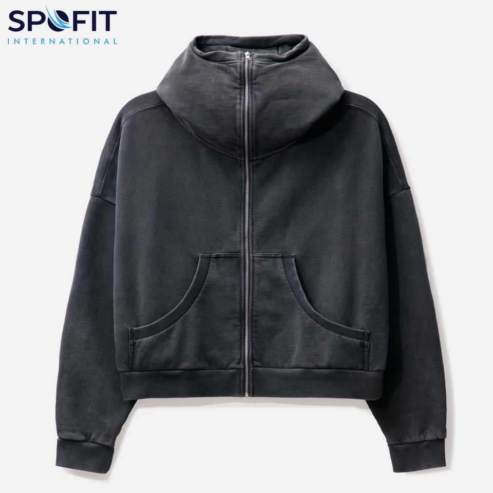 New Style Acid Wash Hoodie Best Quality Customized Full Zip Up Hoodie Made In Oem Manufacture Oversize Acid Wash Cropped Hoodies
