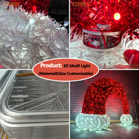 Éclairage LED 3D en forme de silhouette, motif chapeau de Père Noël, étanche IP65 pour extérieur, grand modèle commercial pour affichage en centre commercial et parc