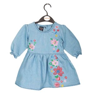 Vestido de Mezclilla Bordado para Niñas - Azul Claro - Product Image 1
