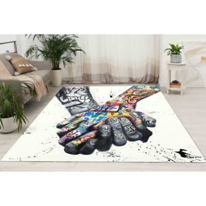 Tapis Graffiti Hands : Tapis d'appoint lavable en machine, motif imprimé, tapis fin non tissé - Product Image 2