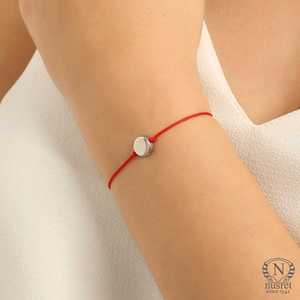 สร้อยข้อมือกลมสีเงินสเตอร์ลิง925พร้อมสายสีขาวอุปกรณ์เสริมที่หรูหราและมีสไตล์ - Product Image 1