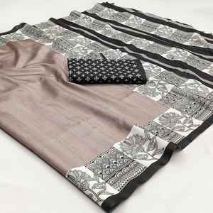 Saree de impresión digital de tejido elegante de alta calidad con bordado intrincado perfecto para celebraciones de ocasiones tradicionales - Product Image 3