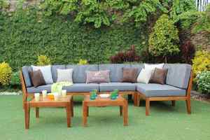 Sofa sectionnel extérieur de luxe avec le tissage de corde et la base en bois - Product Image 2