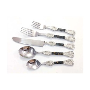 Ensemble de 5 couverts en acier inoxydable idéal pour les ustensiles de cuisine de table hôtel usage domestique ensembles de couverts finis enduits de couleur noire - Product Image 2