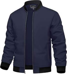Chaquetas para Hombre, Chaqueta Bomber Negra Cortavientos, Cierre Completo, Abrigo de Invierno Cálido, Chaqueta Personalizada para Hombre con Logotipo Personalizado, Diseño con Servicio OEM - Product Image 1