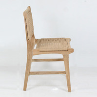 Chaise de jardin moderne en teck massif naturel, siège tissé à la main minimaliste, écologique, pour chambre et cuisine