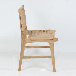 Meubles de salle à manger d'extérieur modernes, chaise de jardin en teck massif naturel, siège tissé à la main minimaliste, écologique, durable, parc - Product Image 3