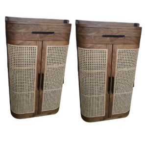 Meubles de rangement pour enfants, design moderne et élégant, en teck et rotin, écologiques, durables, 4 étagères pour chambre à coucher, salon - Product Image 5