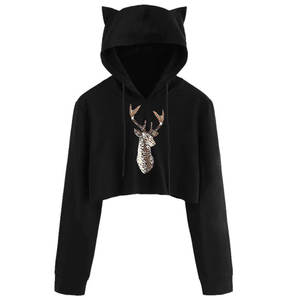 2025 nouveauté Logo personnalisé brodé respirant 100% coton biologique sweat à capuche court pour les femmes fermeture éclair conception bouffée automne - Product Image 4