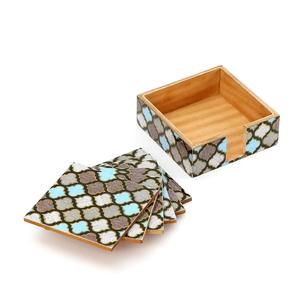 Ensemble de sous-verres époxy Mina imprimés incrustés d'os faits à la main de conception antique nouvelle maison tampons de café/tapis décoratifs - Product Image 1