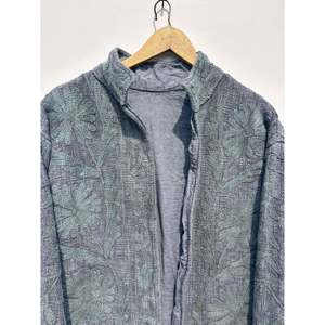Hand Embroidered Floral Suzani Leather <b>Jacket</b> Reversible <b>Western</b> Style Stand Collar Cotton Quilted Outerwear for Spring Autumn - Product Image 2