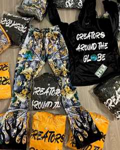 Pantalon de survêtement personnalisé en gros de haute qualité en détresse acide lavage Streetwear sérigraphie bouffante empilée avec sweat à capuche - Product Image 5