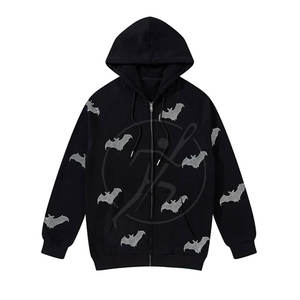 Último estilo Nueva llegada Color sólido Hombres Rhinestone sudaderas con capucha Algodón Poliéster Venta al por mayor Hombres Rhinestone sudaderas con capucha - Product Image 1