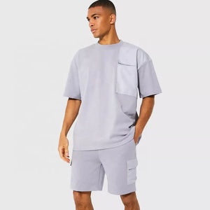 2024สองชิ้นสำหรับผู้ชายชุดฤดูร้อนแบบสองชิ้นสีล้วน OEM - Product Image 1