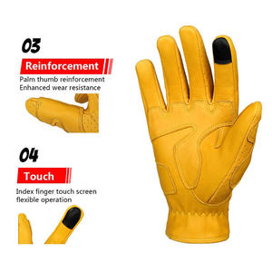 Gants de moto classiques haut de gamme en cuir vintage respirant avec écran tactile pour motocross et course moto - Product Image 3