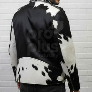 Veste en cuir de vachette décontractée pour homme - Vêtement de moto élégant avec logo sur le devant, séchage rapide et écologique - Product Image 2