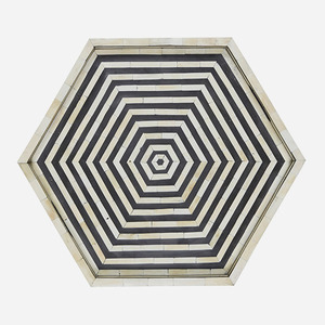 Replicartz Hexagon Butler Serving Ottoman <b>Tray</b> with Cutout Handles for Breakfast in <b>Bed</b> Coffee <b>Table</b> Decor for Parties - Product Image 2