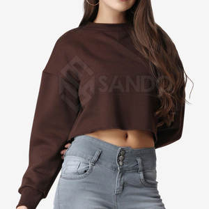 Sudadera corta de algodón a prueba de viento para mujer hecha en fábrica 100% algodón de la mejor calidad para invierno con logotipo frontal - Product Image 2