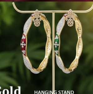 Diseñador de estilo elegante alto oro pulido piedra completa fiesta desgaste 2 brazaletes conjunto joyería elegante para mujeres bodas fiestas regalos - Product Image 3