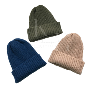 Venta al por mayor Unisex Color sólido de punto Beanie sombreros por encargo con lana acrílico algodón OEM impresión digital - Product Image 1