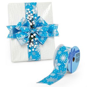 Snowflake Christmas <b>Wired</b> <b>Ribbon</b> for Festive Decorations - Product Image 1