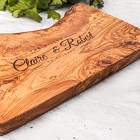 Olijfhouten snijplank 1,8 cm |   Tunisische serveer- en snijplank |   Gegraveerd logo op maat